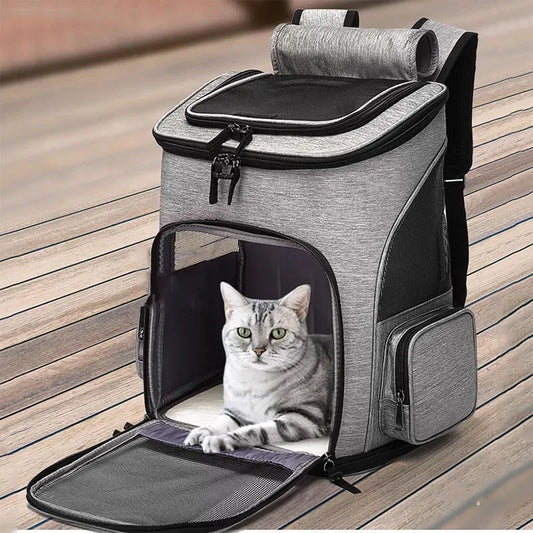 Breathable Expandable Pet Carrier Backpack – Foldable Travel Bag for Cats & Small Dogs